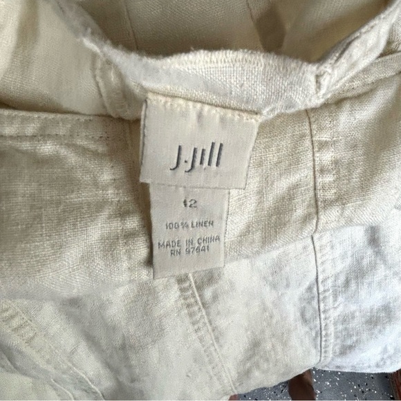 J. Jill 100% Linen Cream Maxi Dress Size 12- Lined Summer Wedding Sleeveless - Picture 8 of 8
